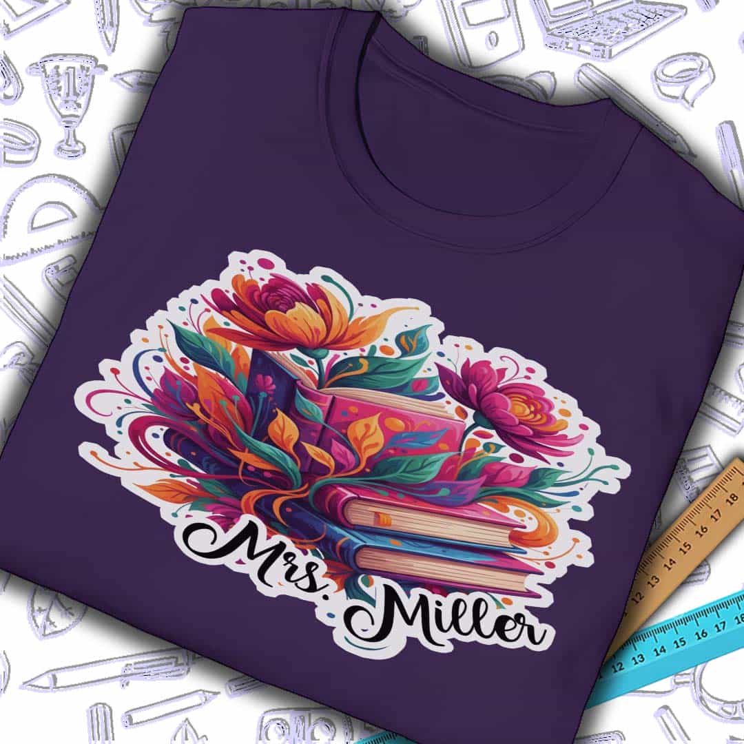Custom Books N Flowers T-Shirt