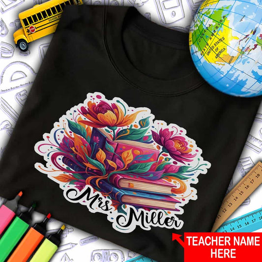 Custom Books N Flowers T-Shirt