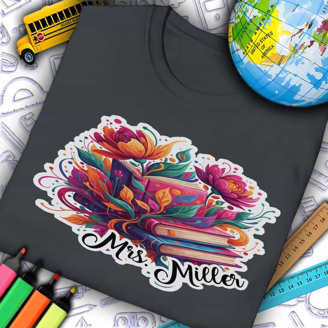 Custom Books N Flowers T-Shirt