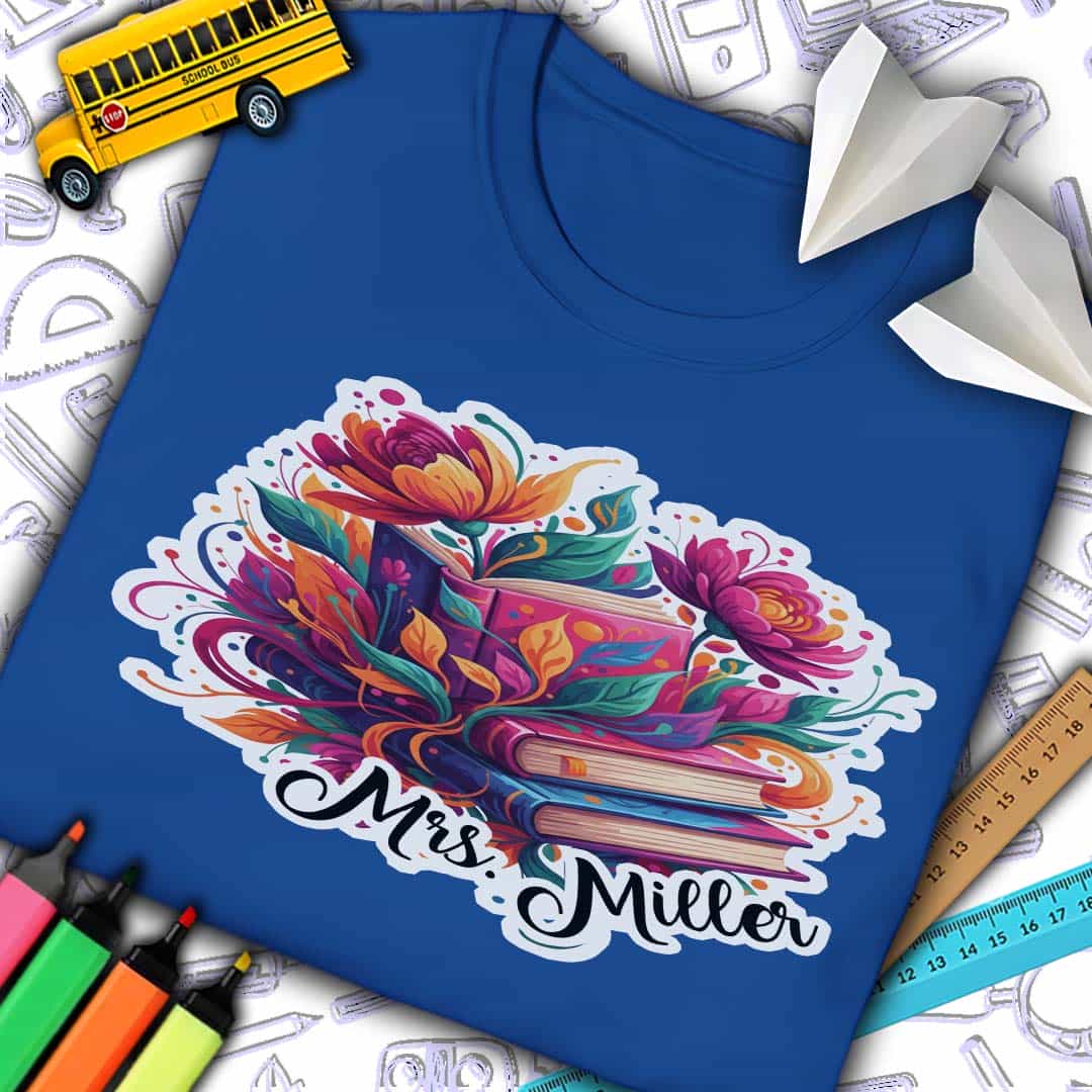 Custom Books N Flowers T-Shirt