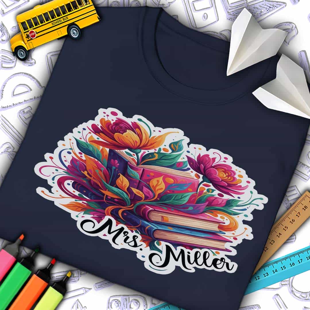 Custom Books N Flowers T-Shirt